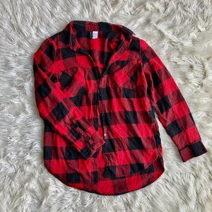 H&M Plaid Black and Red Small Long Sleeve Top